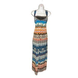 Nicole by Nicole Miller Colorful Tribal Print Maxi Dress - Size L